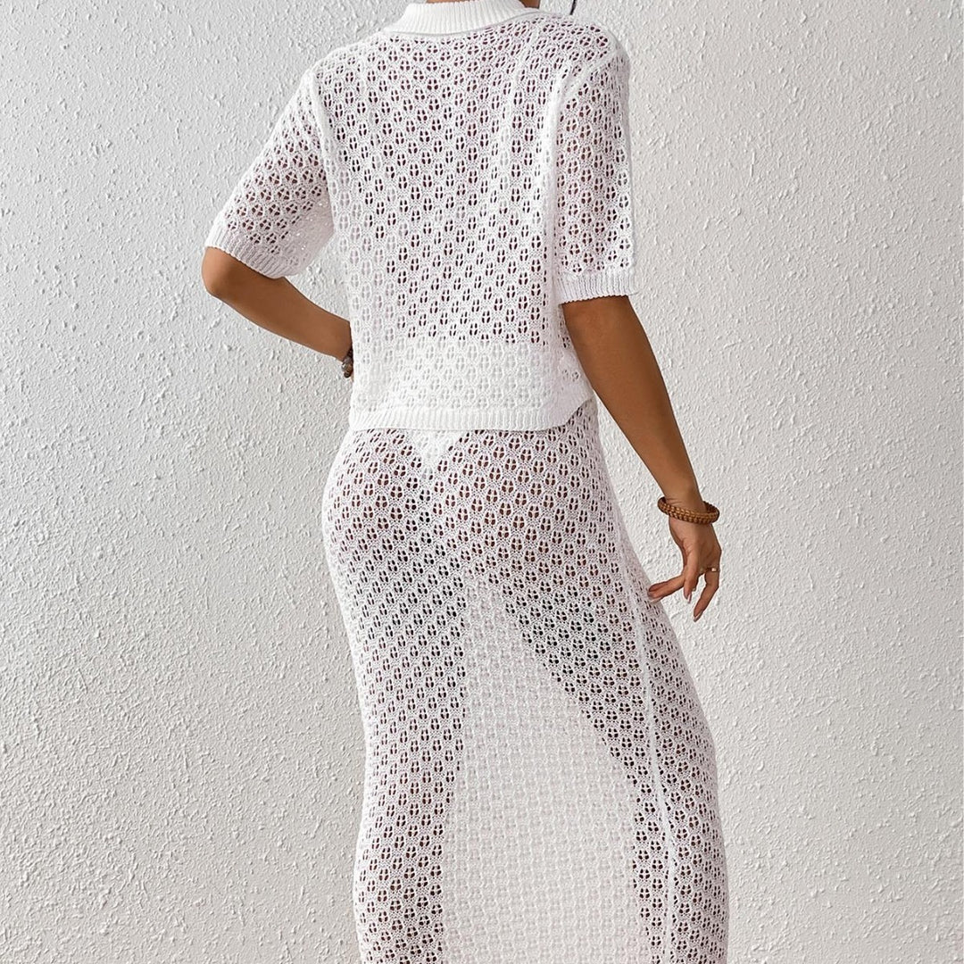 Damen elegantes Häkel-Kimono-Set EB