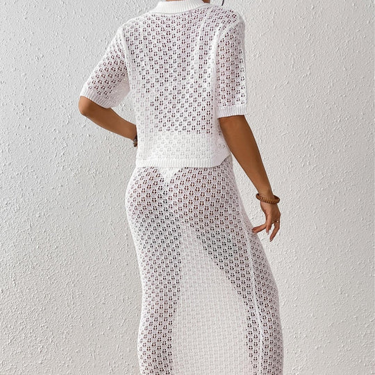 Damen elegantes Häkel-Kimono-Set EB