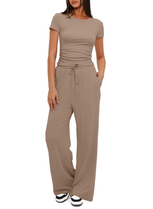 Damen Bequemes Lounge-Outfit mit elastischem Bund und weitem Schnitt EB