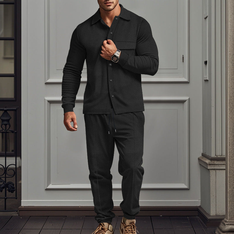 Herren lässige Schlafanzug-Kombination mit eleganten Knopfdetails EB