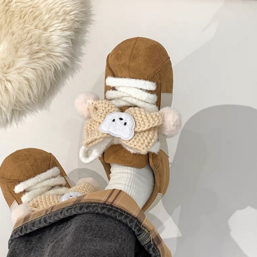 Damen Trendige Sneakers mit verspielten Knüpfdetails und kuscheligem Innenfutter EB