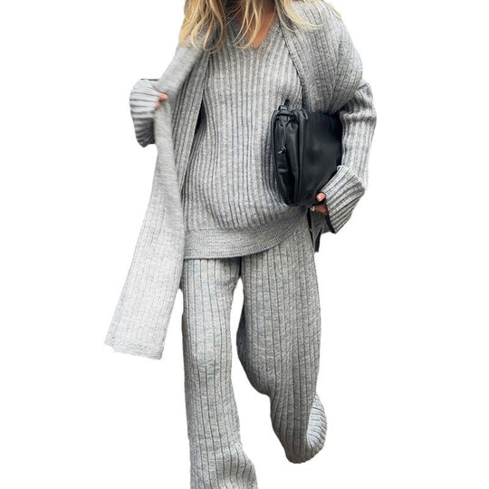 Damen Strickanzug mit weitem Schnitt und eleganten Rippdetails EB