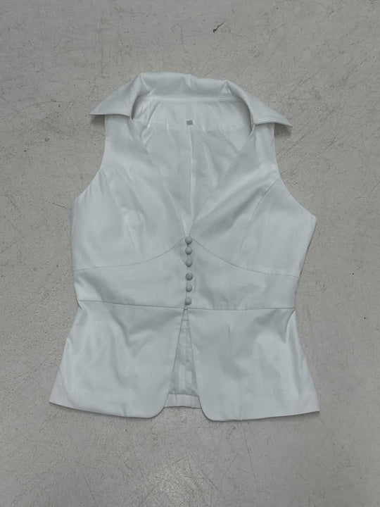 Damen elegant geschnittenes Wickeloberteil mit Knopfleiste und Kragen EB