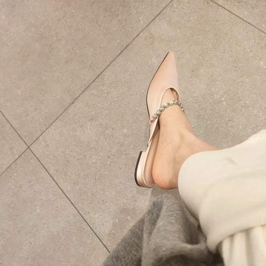 Damen elegante Sling-Ballerinas mit Luxus-Kettenakzent EB
