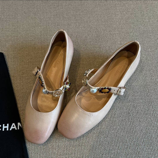 Damen Ballerina-Schuhe mit dekorativer Schnalle und elegantem Design EB