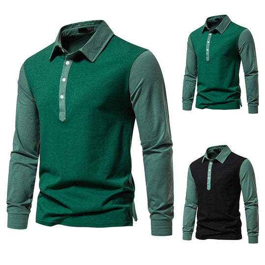 Herren Langarm-Henley-Shirt aus hochwertigem, atmungsaktivem Material mit Kontrastärmeln EB
