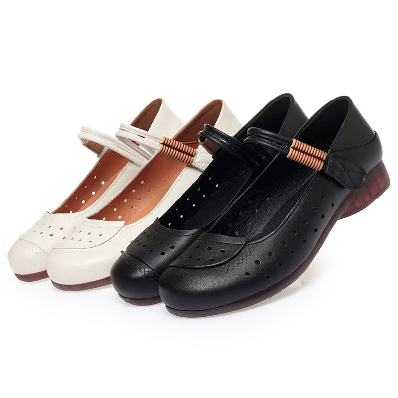 Damen atmungsaktive und bequeme Mary Jane Ballerinas mit elastischem Riemen EB