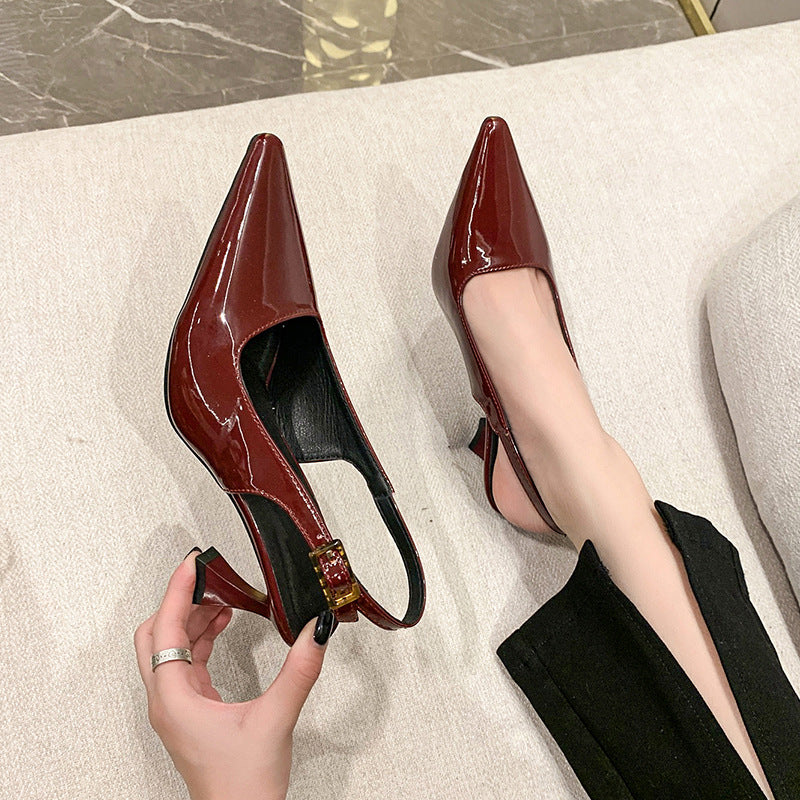 Damen Slingback-Pumps mit edlem Lackleder und aufregendem Absatzdesign EB