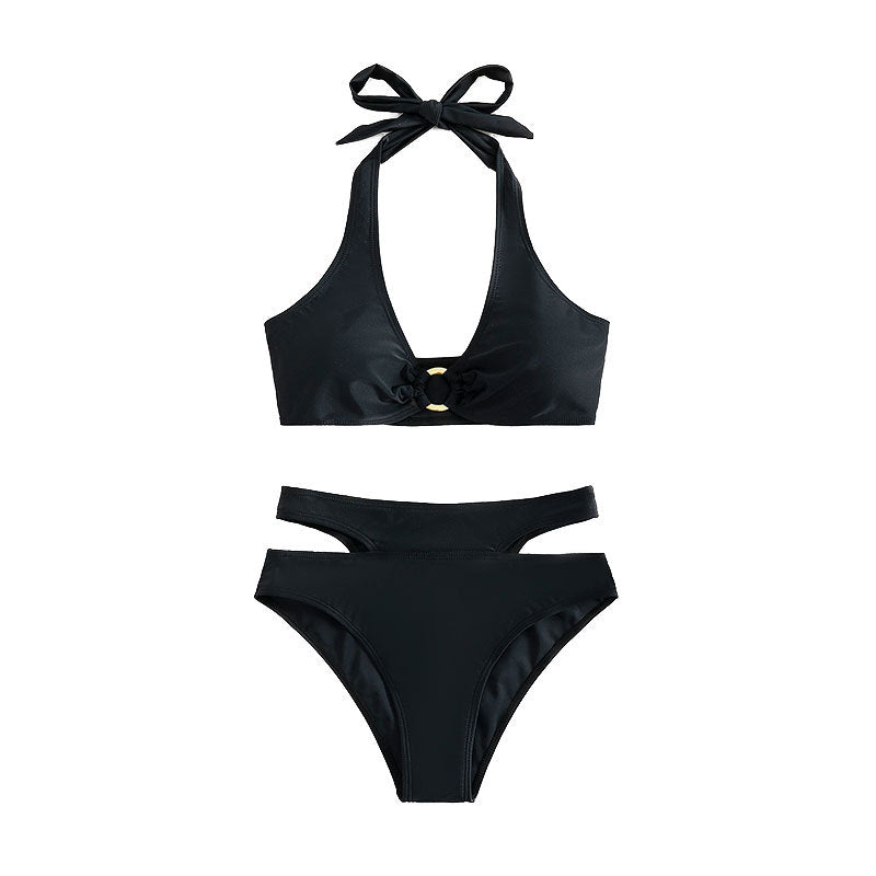 Damen Hochtaillierter Bikini mit Cut-Out-Details und elegantem Ring EB