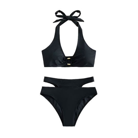 Damen Hochtaillierter Bikini mit Cut-Out-Details und elegantem Ring EB