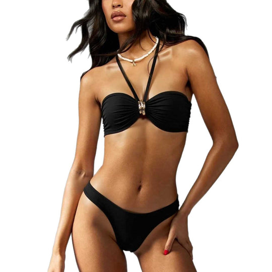 Damen Bandeau-Bikini mit elegantem Schmuckelement EB