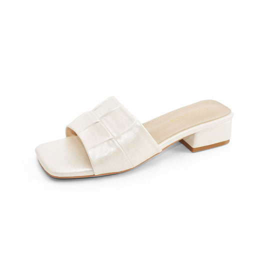 Damen elegante Mules mit modischem Faltendesign und komfortablem Blockabsatz EB