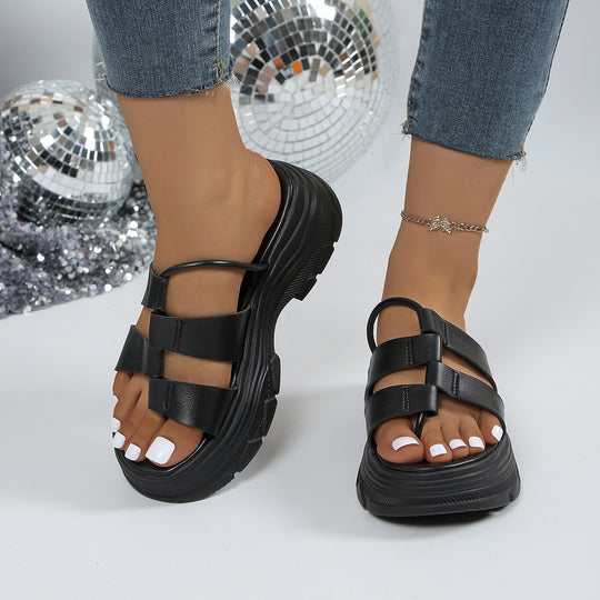 Damen Komfortable Riemchen-Sandalen mit modischem Profil und rutschfester Sohle EB