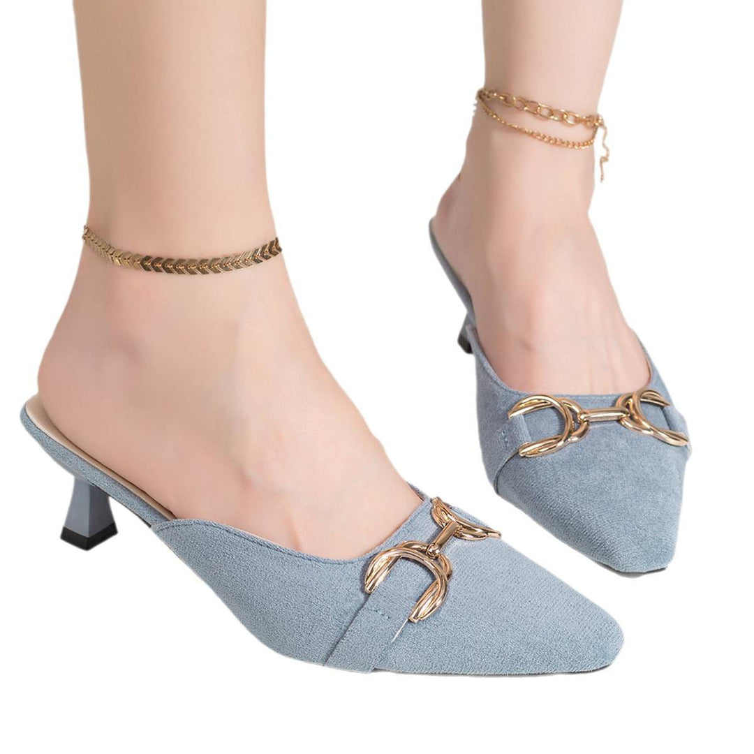 Damen elegante Mules mit modischem Metallakzent EB