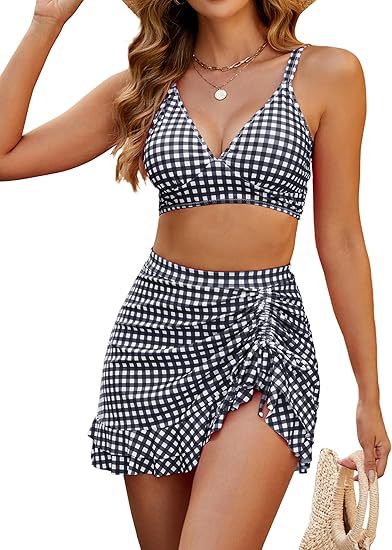 Damen Bikini-Set mit Wickelrock und V-Ausschnitt EB