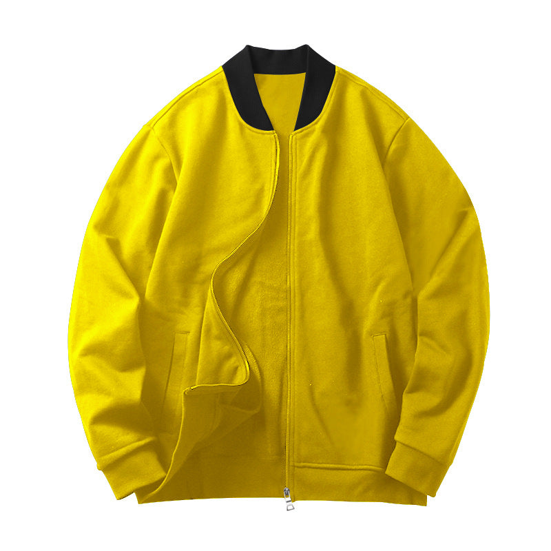 Herren Minimalistische Bomberjacke mit durchgehendem Reißverschluss, geripptem Stehkragen & Eingrifftaschen EB