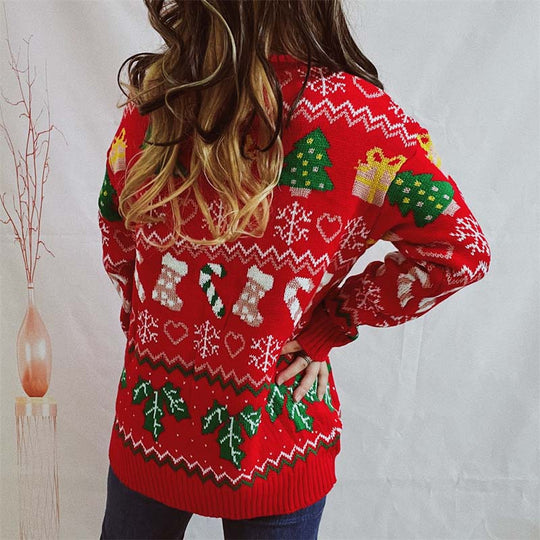 EB | Weihnachtlicher Strickpullover Mit Schneeflockenmotiv