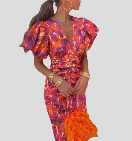 Damen Elegantes Kleid mit Volants und Spitzenelementen EB