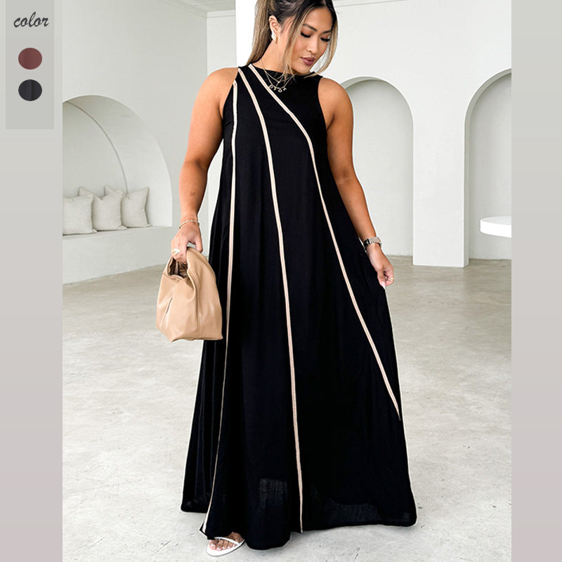 Damen Maxikleid mit elegantem Schnitt und detaillierter Kontrastnaht EB