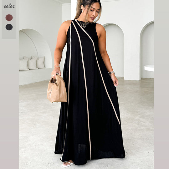 Damen Maxikleid mit elegantem Schnitt und detaillierter Kontrastnaht EB