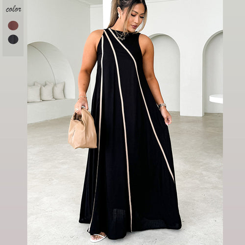 Damen Maxikleid mit elegantem Schnitt und detaillierter Kontrastnaht EB