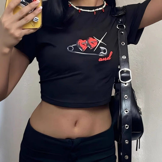 Damen Crop Top mit 90er Jahre Aufdruck EB