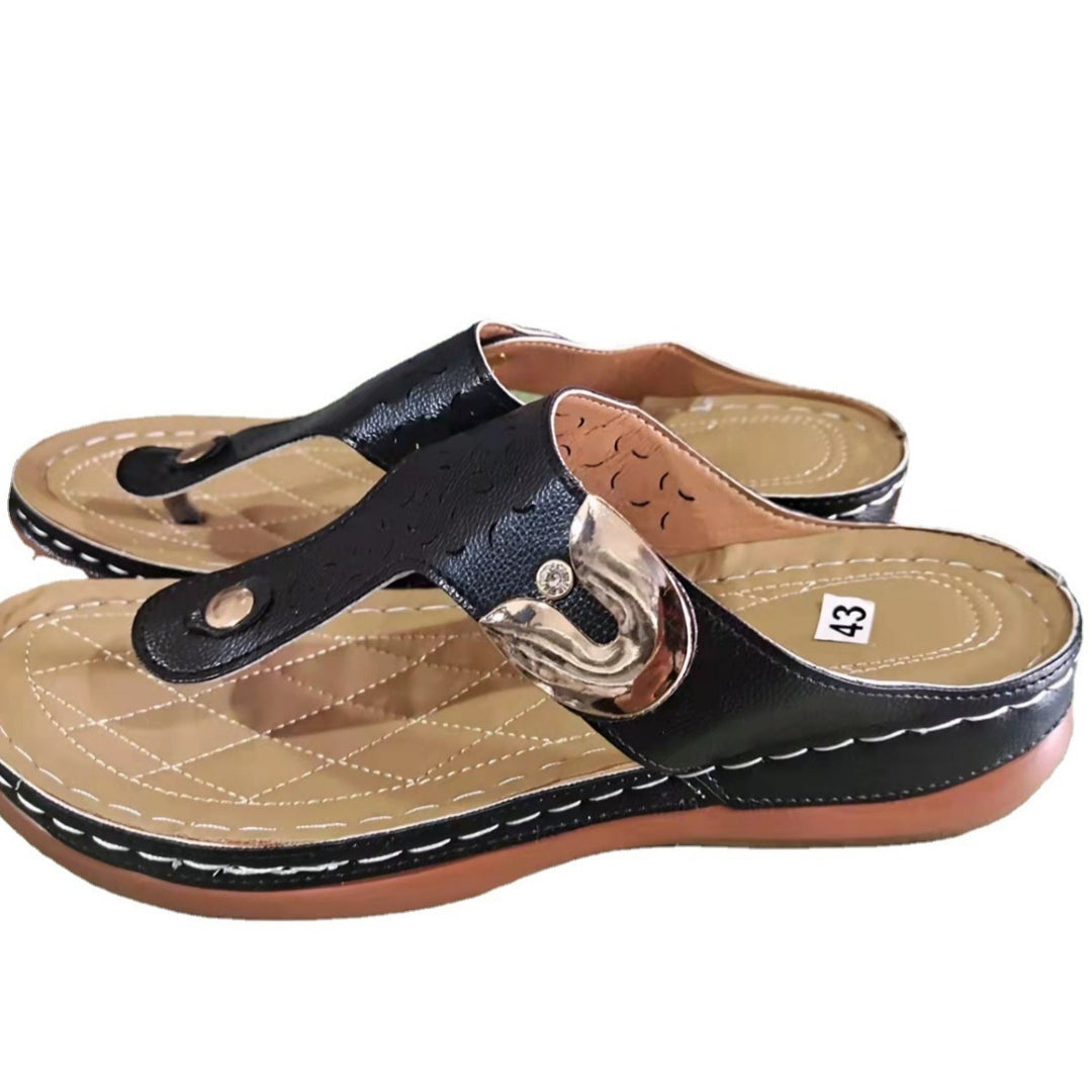 Damen Orthopädische Zehentrenner-Sandalen mit modischen Schnallen und anatomischer Fußbettung EB