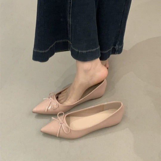 Damen spitze Ballerinas mit dekorativer Schleife und komfortablem Fußbett EB
