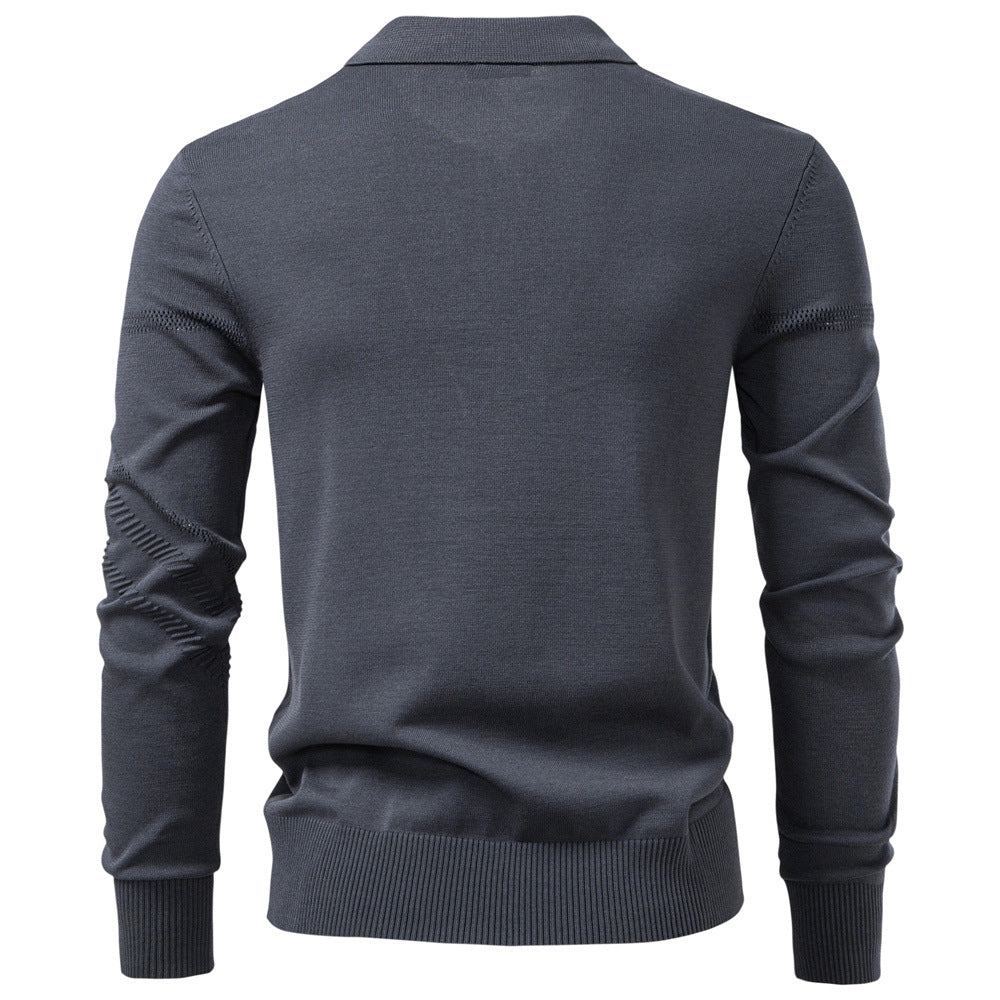 Herren Langarm Poloshirt mit modernem Strukturdesign EB