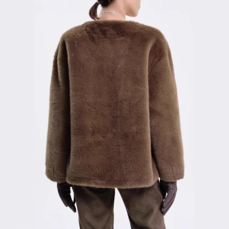 Damen kuschelige Steppjacke mit taillierbarem Design und elegantem Gürtel EB