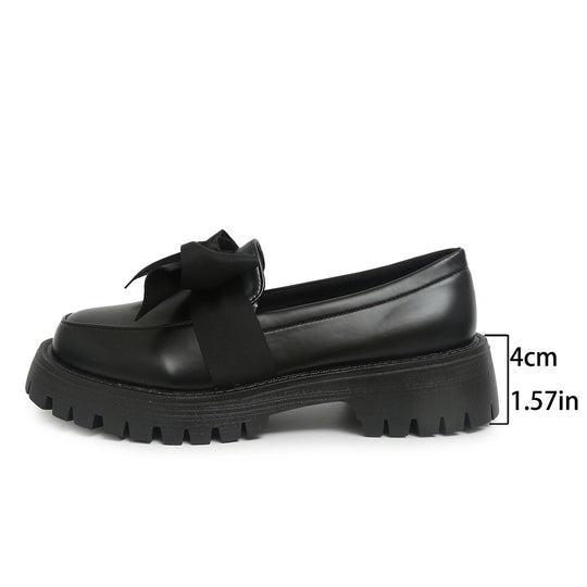 Damen Lackleder-Mokassins mit dekorativem Schleifen-Design und rutschfester Sohle EB