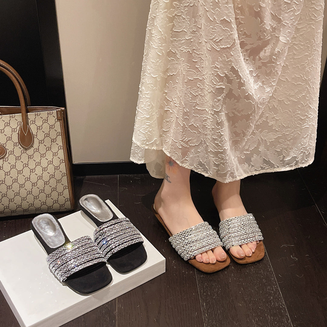 Damen Glamouröse Mules mit funkelnden Strassverzierungen und elegantem Design EB