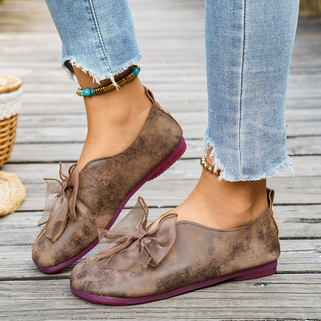 Damen elegante Ballerinas mit dekorativem Schleifen-Detail EB