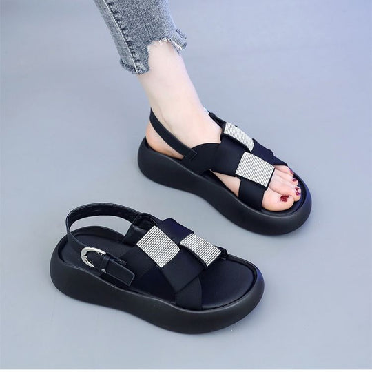 Damen Komfortable Sandalen mit modischen Strass-Akzenten EB