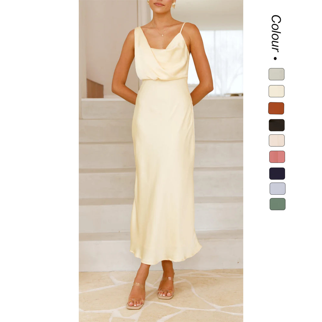 Damen Elegantes Maxikleid mit drapiertem Oberteil und schmaler Silhouette EB