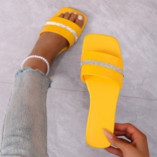 Damen modische Slides mit glitzerndem Riemen EB