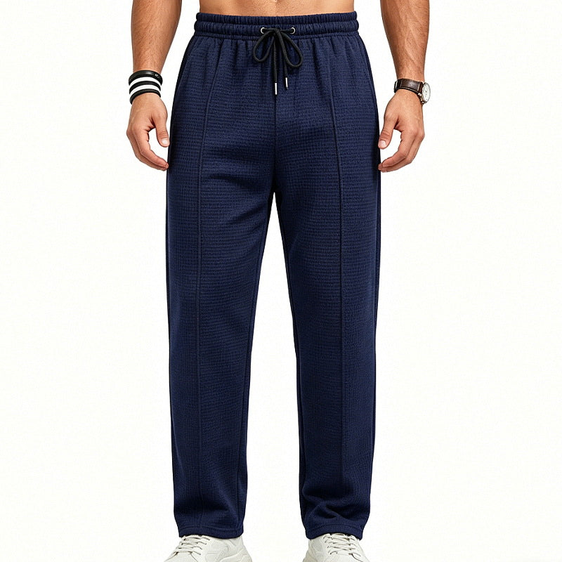 Herren Texturierte Relax-Fit Jogginghose mit Bügelfalte und Kordelzug EB