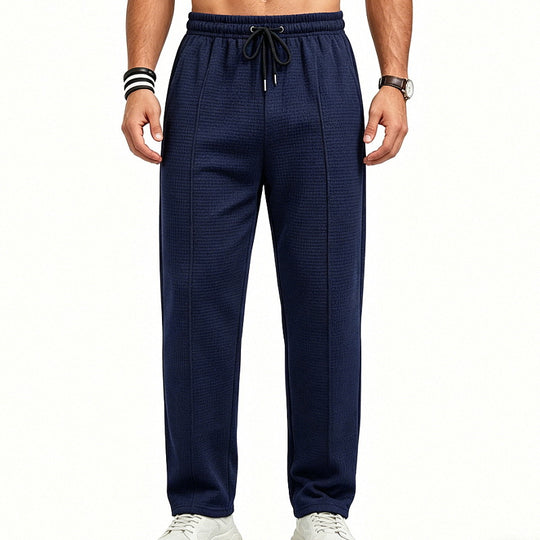 Herren Texturierte Relax-Fit Jogginghose mit Bügelfalte und Kordelzug EB