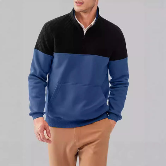 Herren Stepppullover mit hohem Kragen und praktischer Kängurutasche EB