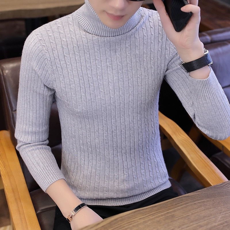 Damen Strickpullover mit hohem Kragen und Rippenmuster EB