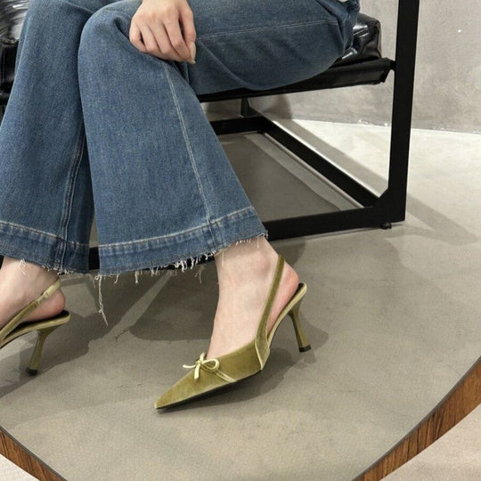 Damen Slingback Pumps mit zierlichem Schleifendetail EB