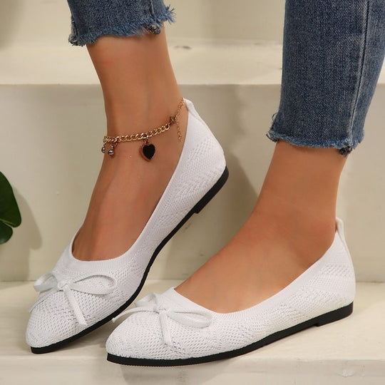 Damen Stilvolle und komfortable Ballerinas mit großem Schleifendetail EB