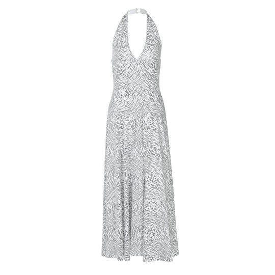 Damen Langärmeliges Maxikleid mit tiefem V-Ausschnitt und sportlichem Halter EB