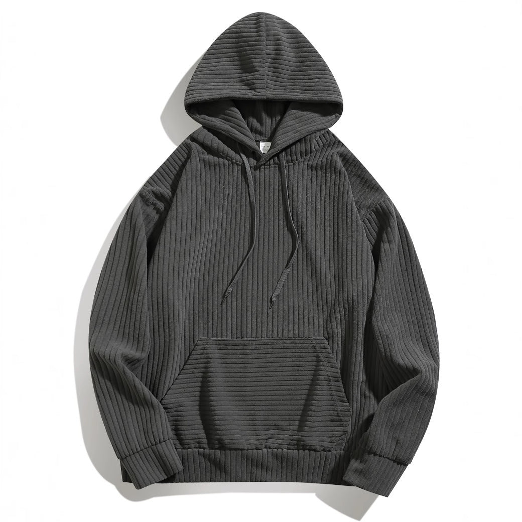 Herren Kapuzenpullover mit strukturierter Ripp-Textur und praktischen Taschen EB