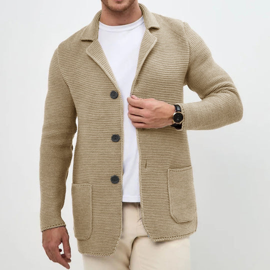 Herren Strickjacke mit warmem Schalkragen und praktischen Taschen EB