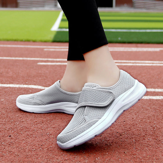 Damen Bequeme Slip-On Freizeitschuhe mit verstellbarem Klettverschluss EB