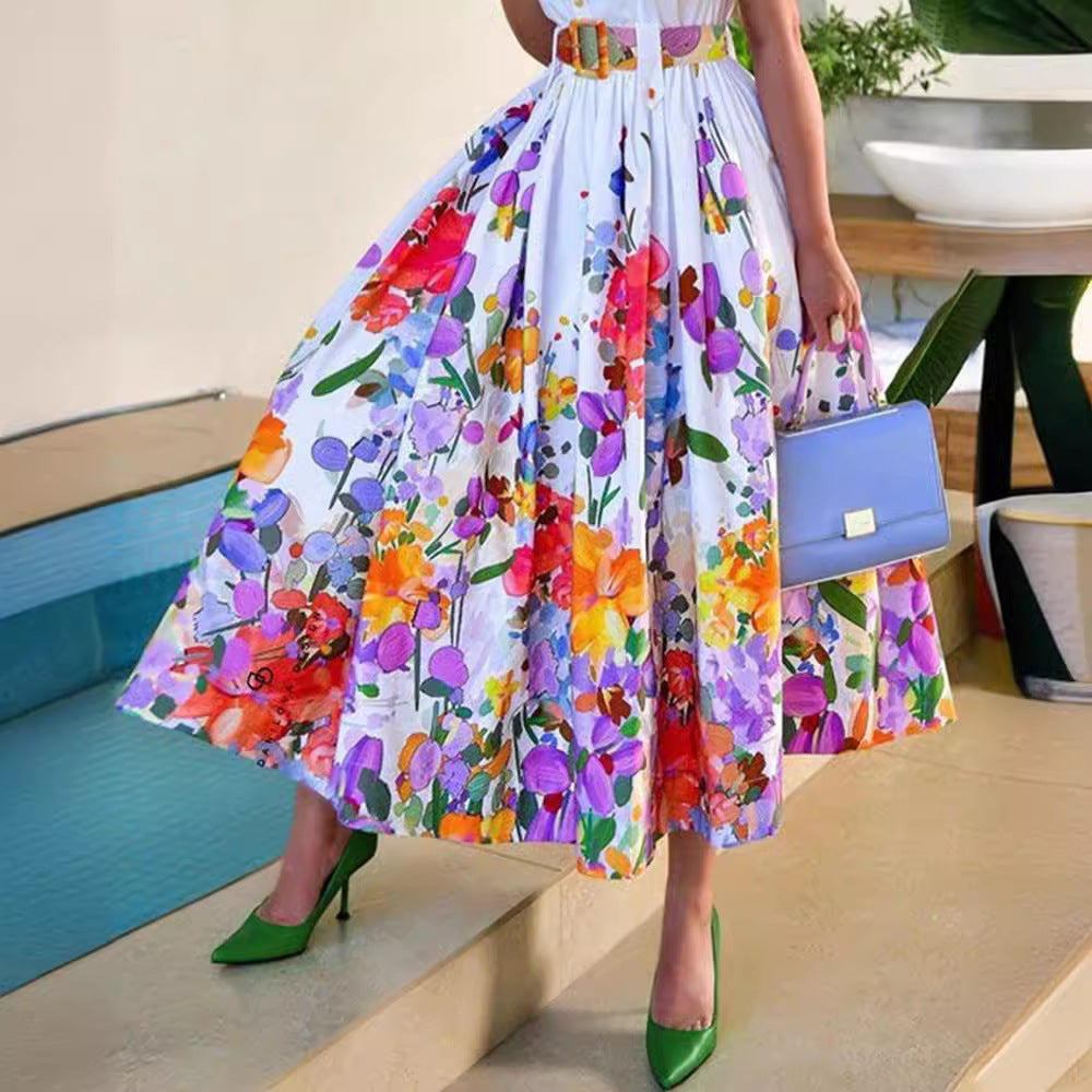 Damen Maxikleid mit schickem Floral-Design und tailliertem Schnitt EB