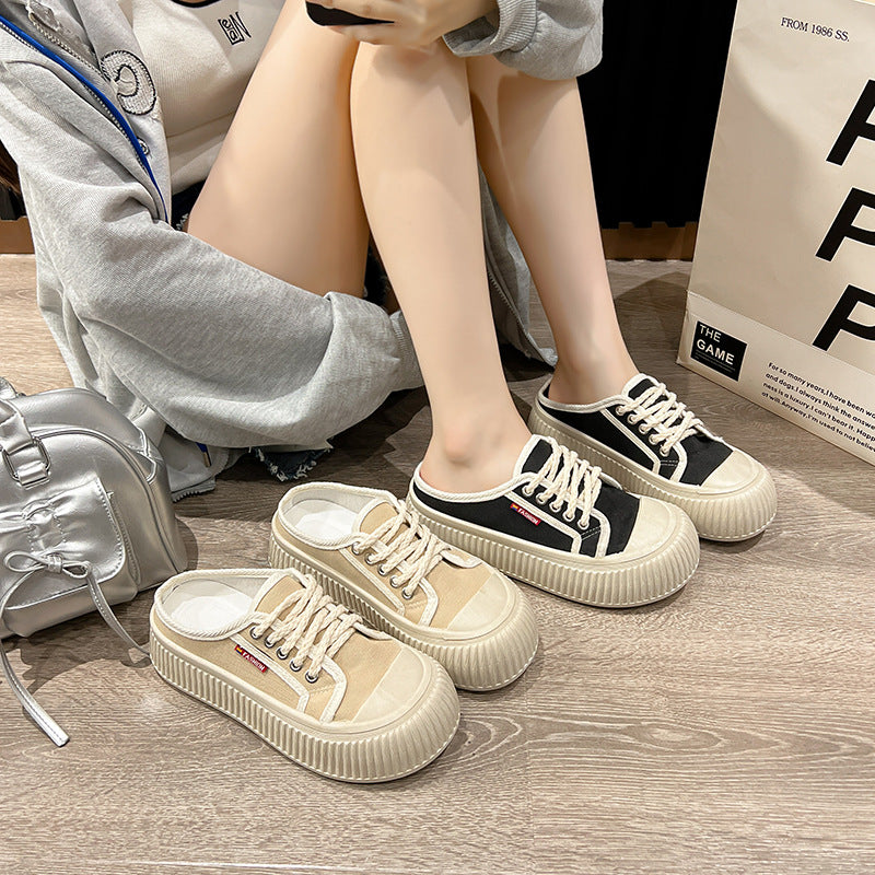 Damen lässige Slip-On Sneakers mit dicker Sohle EB