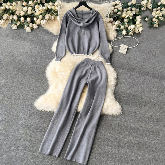 Damen komfortables Lounge-Set mit Kapuze und lässigem Schnitt EB