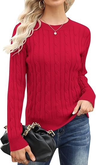 Damen klassischer Strickpullover mit Zopfdesign EB